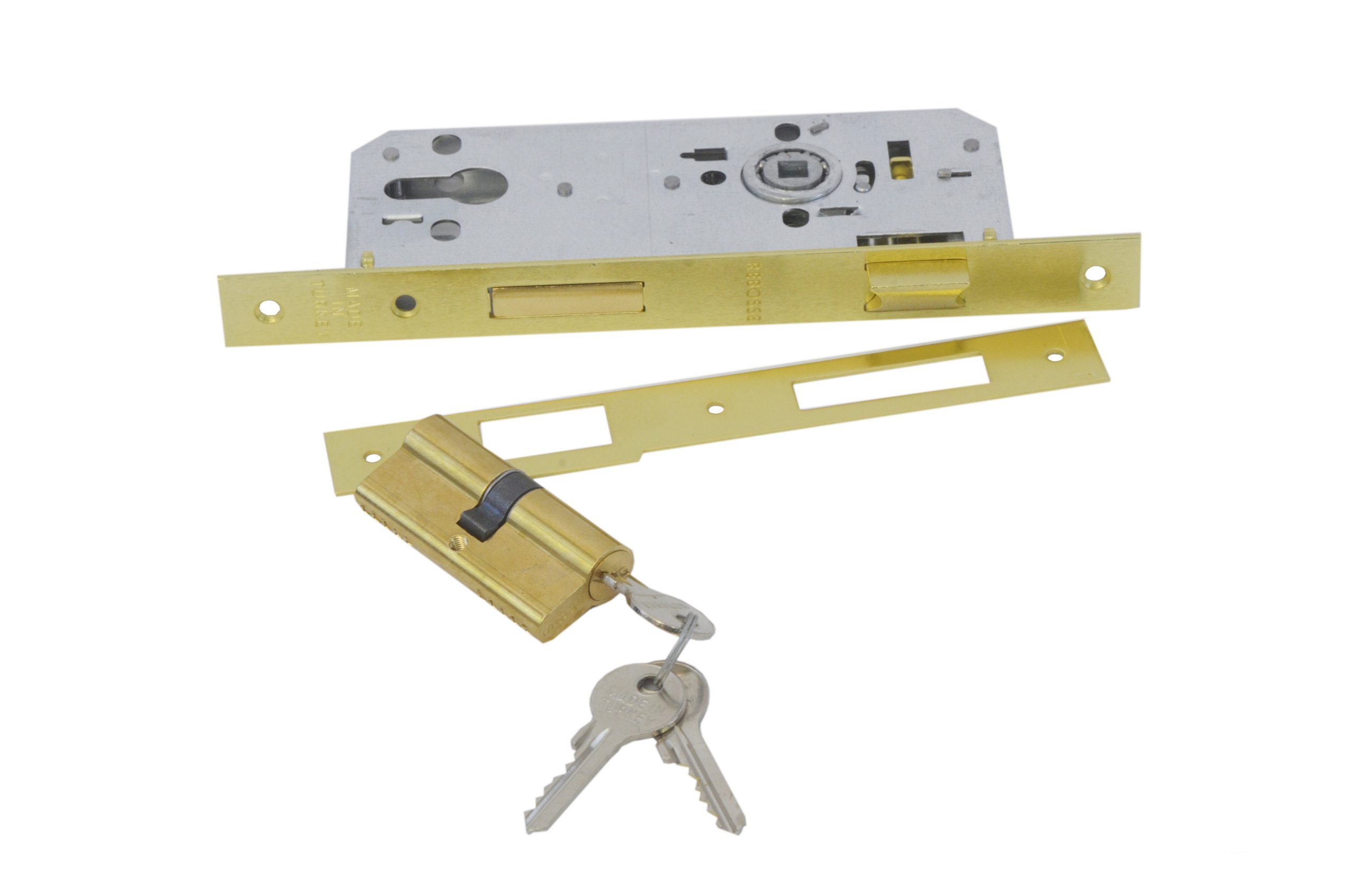 Rebosse 
	
	Door Lock w/Cylinder Gold 45mm/Regular Profile
	 |  Door Locks & Cylinders |  Architectural Hardware