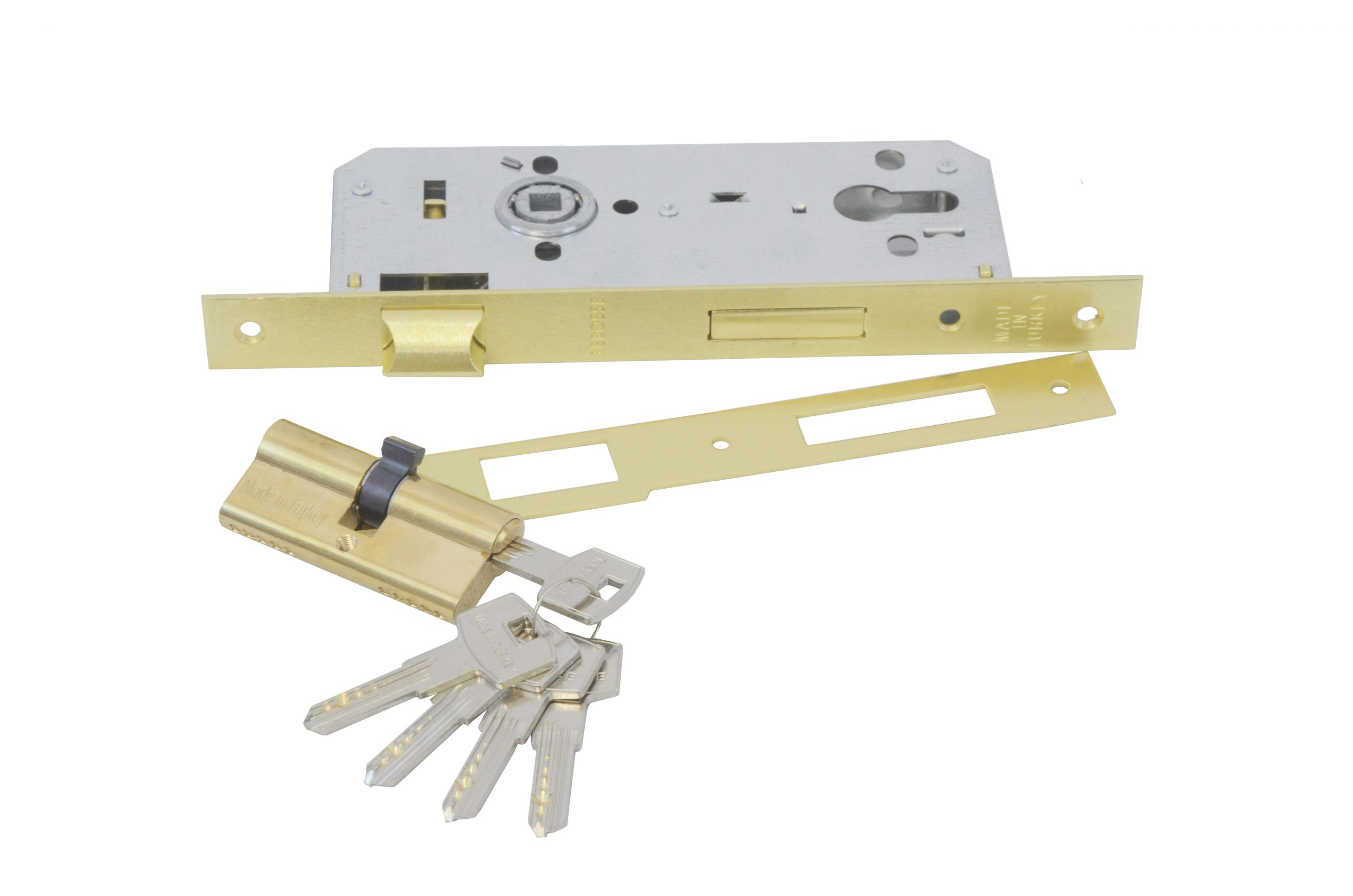 Rebosse 
	
	Door Lock w/Cylinder Gold 45mm/Security Profile
	 |  Door Locks & Cylinders |  Architectural Hardware